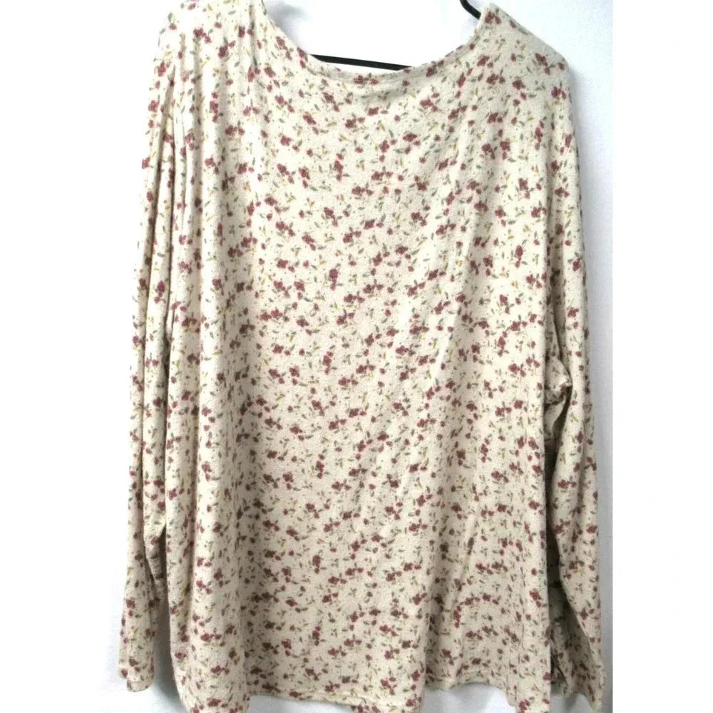 Maurices 24/7 Floral Long Sleeve V Neck Pullover Blouse Top Women Plus Size 3X - Picture 2 of 4